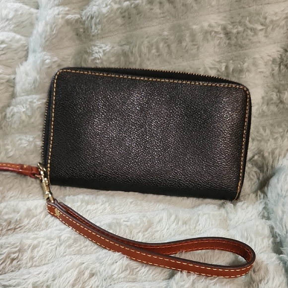 Dooney & Bourke Black and Brown Wristlet Wallet - Picture 2 of 4